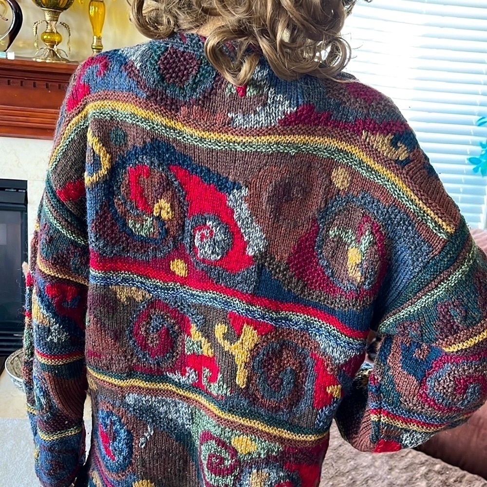 Peruvian Connection 100% Wool Cardigan Sweater Bu… - image 10
